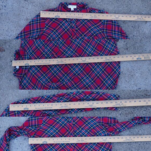 Kim Rogers Red Plaid Flannel Button Down Shirt Long Sleeve Cotton Size M - Picture 8 of 12